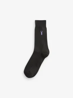 Sokken|Sokken|Next Zwart - Verpakking van 8 - Meerkleurige Stag Lasting Fresh sokken met borduursel