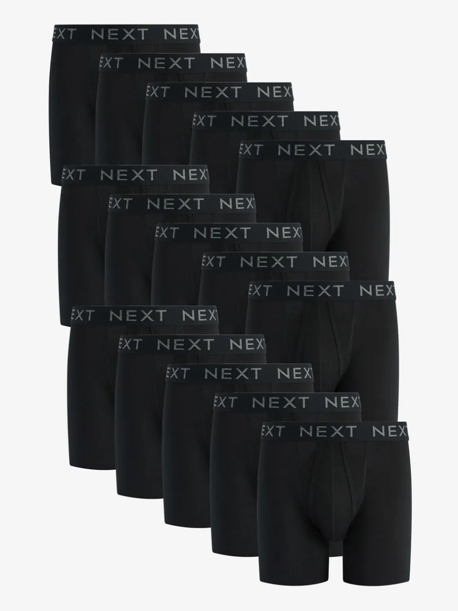 Ondergoed|Ondergoed|Next Zwart - Verpakking van 15 - Sportboxershorts met A-voorkant en langere pijpen