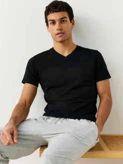 Ondergoed|Ondergoed*Next - Verpakking van 5 slim-fit 100% katoenen T-shirts met V-hals en laagjes Zwart