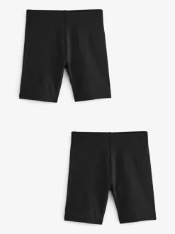 Schoolkleding|Shorts En Rokken|Next - Verpakking van 2 stretchy fietsshorts met hoog katoengehalte (3-16jr) Zwart