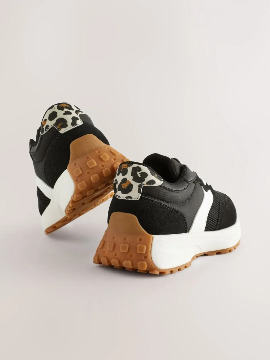 Sneakers|Sneakers|Next Zwart - Vetersneakers met dikke zool