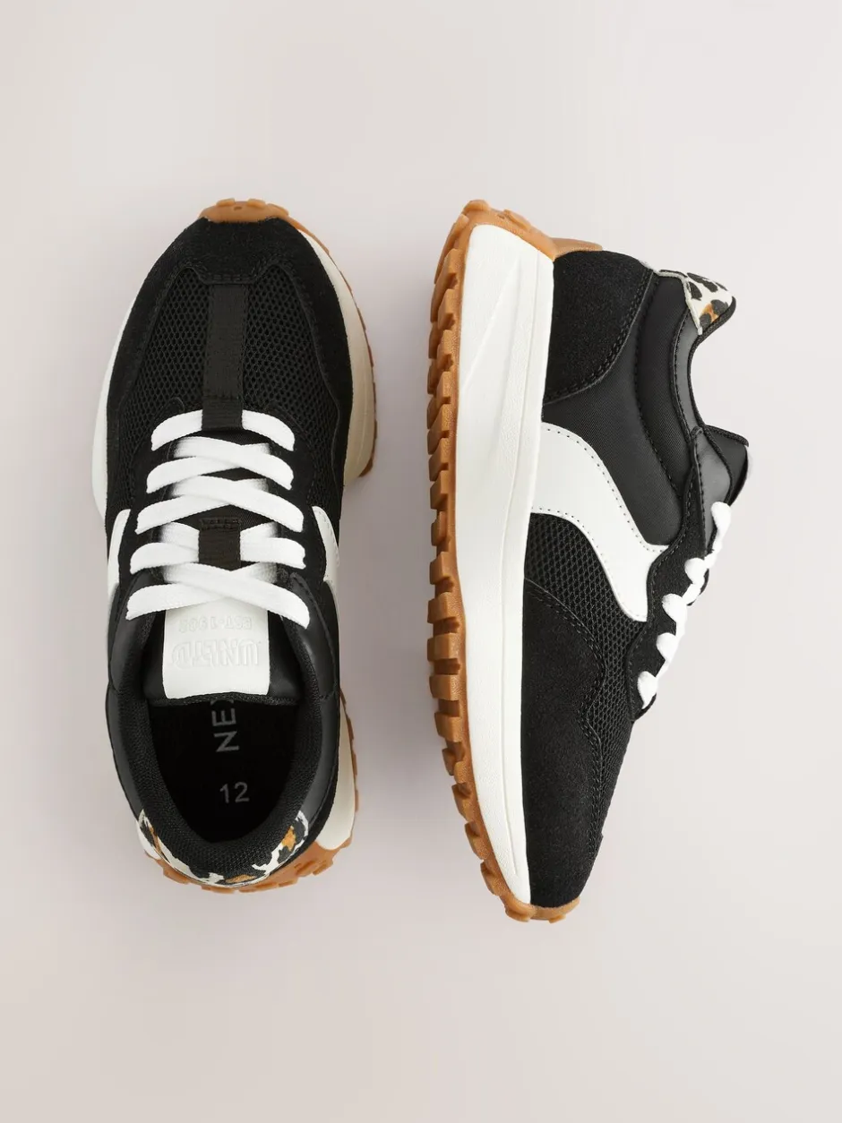 Sneakers|Sneakers|Next Zwart - Vetersneakers met dikke zool