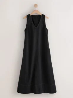 Jurken*Next - V-Neck Sleeveless Maxi Dress Zwart