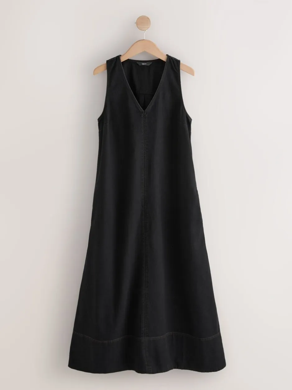 Jurken*Next - V-Neck Sleeveless Maxi Dress Zwart