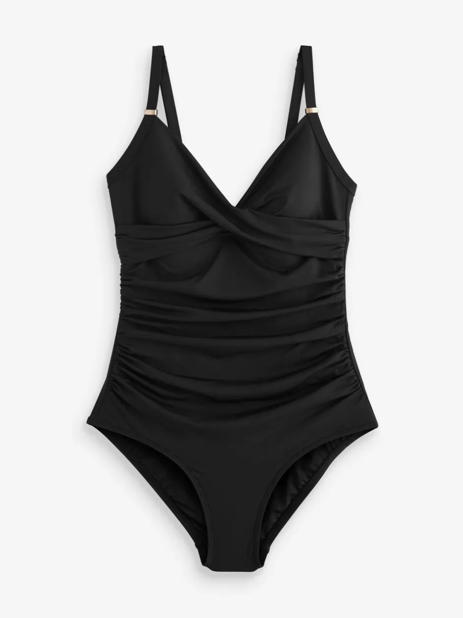 Badkleding|Next - Vormgevend badpak met buikcorrectie Zwart