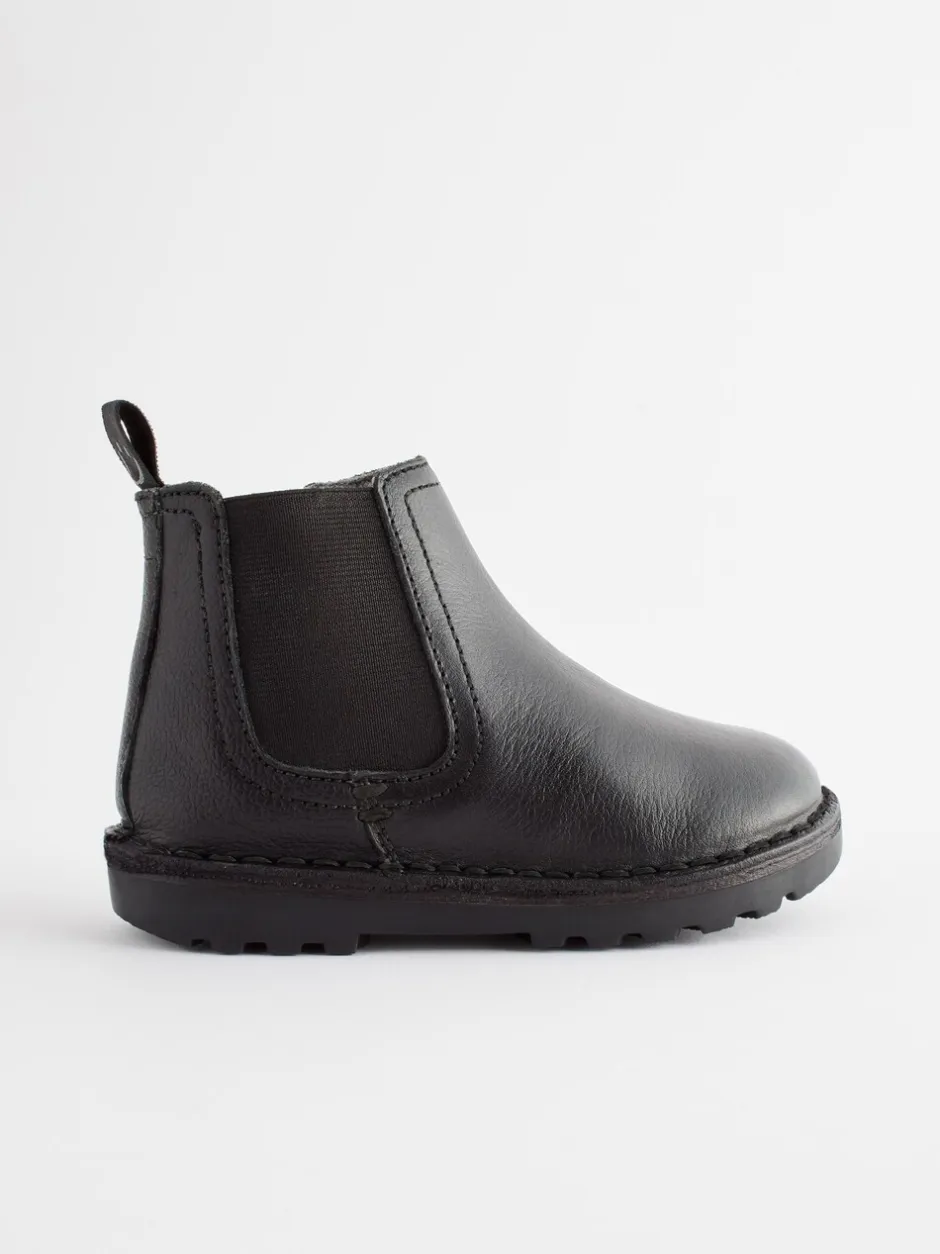 Boots*Next - Warm gevoerde leren Chelsea laarzen Zwart