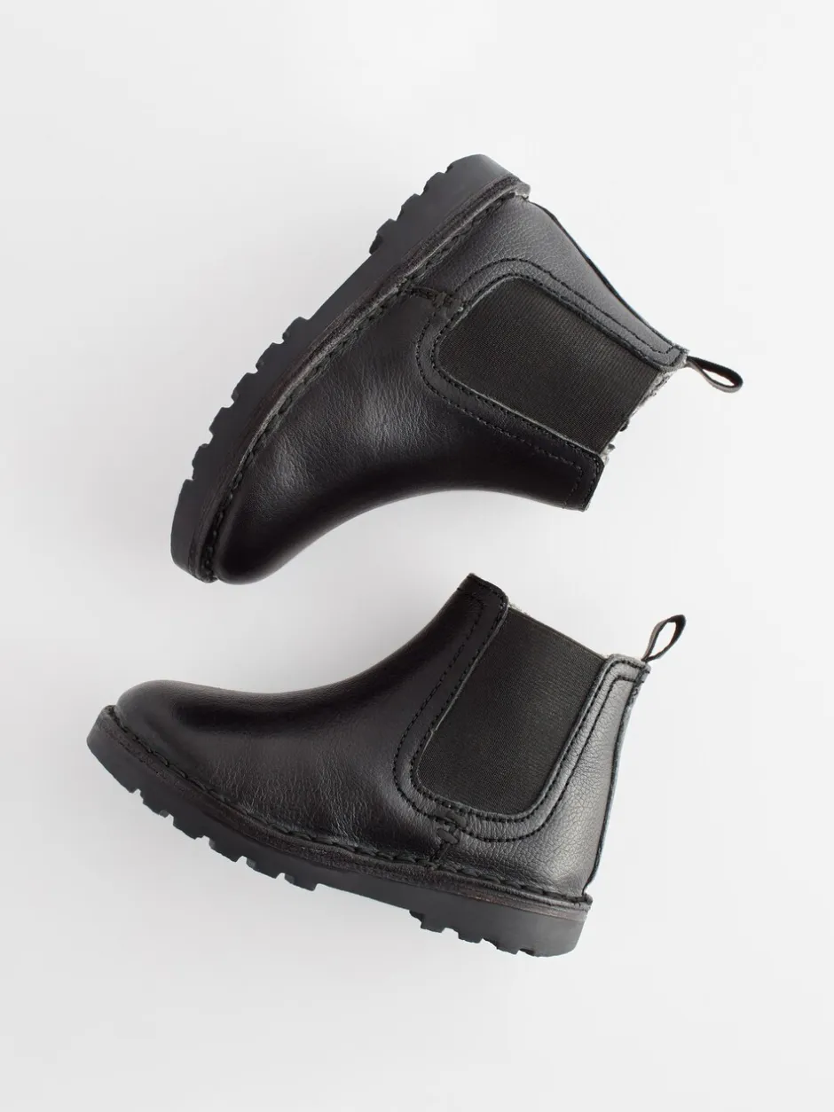 Boots*Next - Warm gevoerde leren Chelsea laarzen Zwart