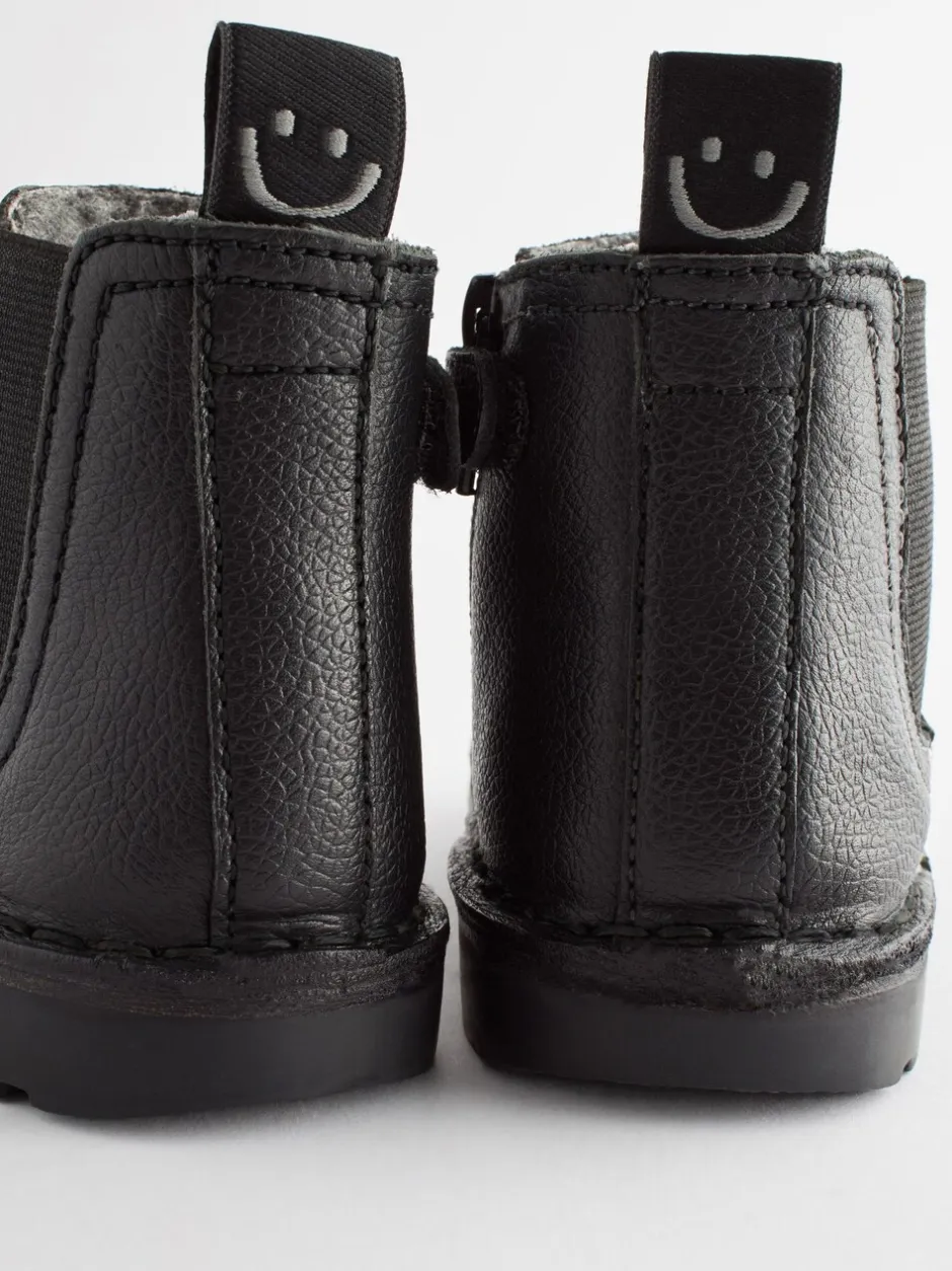 Boots*Next - Warm gevoerde leren Chelsea laarzen Zwart