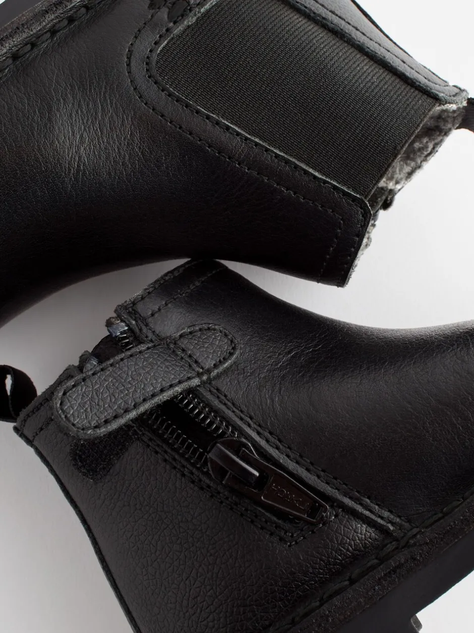 Boots*Next - Warm gevoerde leren Chelsea laarzen Zwart