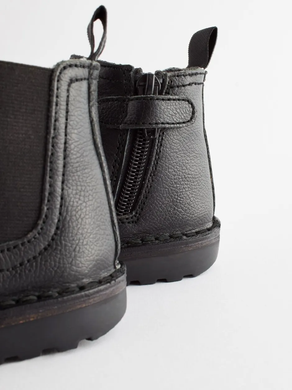 Boots*Next - Warm gevoerde leren Chelsea laarzen Zwart