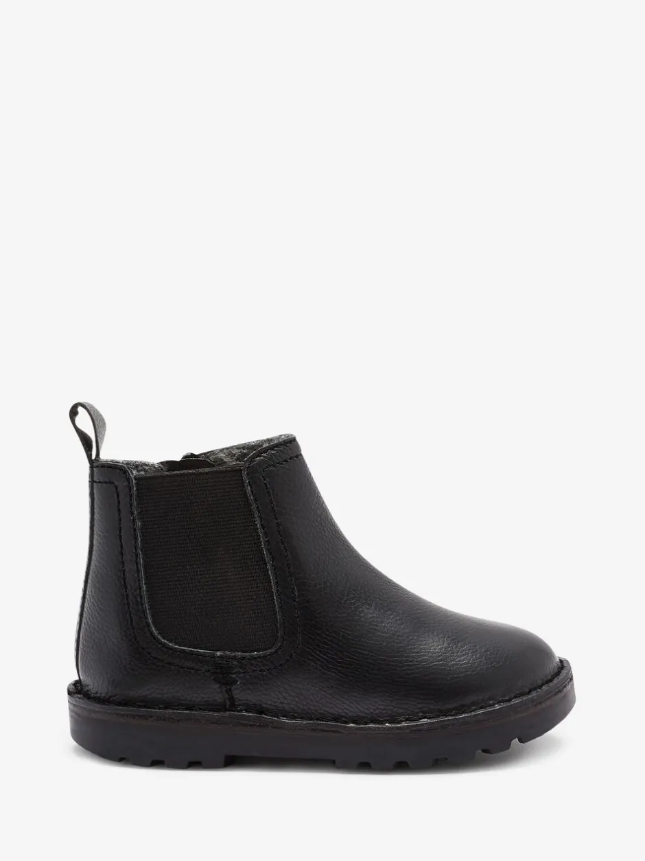 Boots*Next - Warm gevoerde leren Chelsea laarzen Zwart