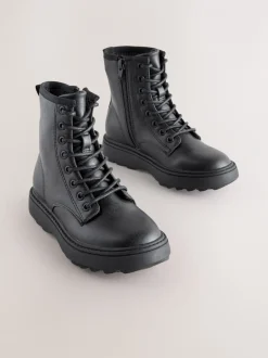 Boots*Next - Warmgevoerde enkellaarzen met veters Zwart