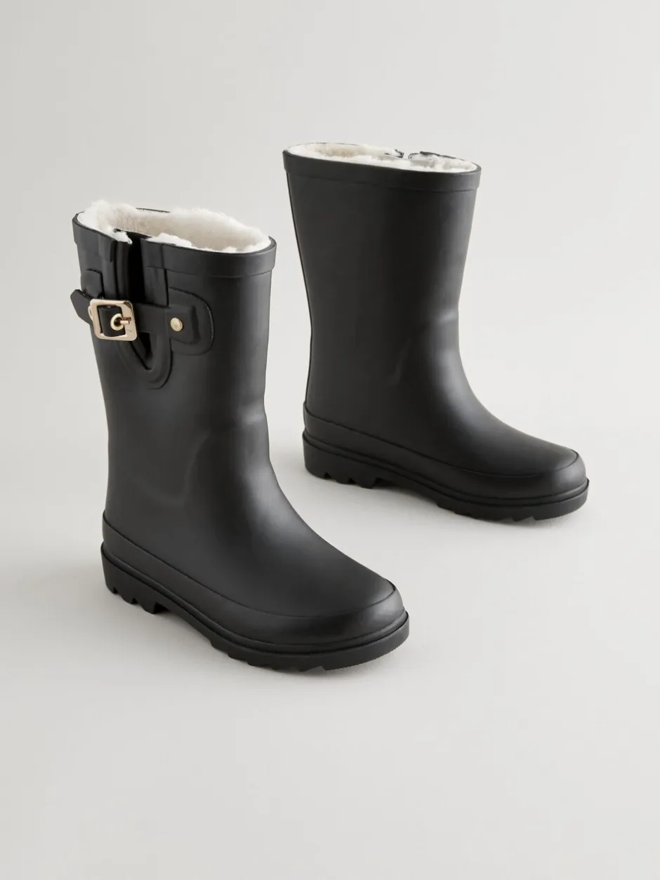 Laarzen|Boots|Next - Warmgevoerde regenlaarzen met gesp Zwart