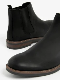 Boots|Next - Wasachtige leren Chelsea Boots Zwart