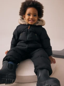 Jassen, Jacks En Kinderwagenpakjes|Jassen En Jacks|Next - Waterdicht gewatteerd sneeuwpak (3mnd-7jr) Zwart