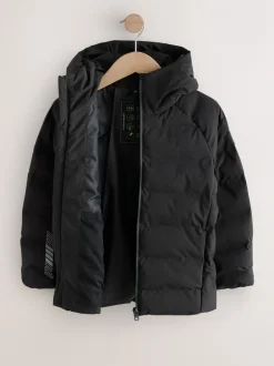 Schoolkleding|Next - Waterdicht halfzwaar jack met capuchon (3-17jr) Zwart