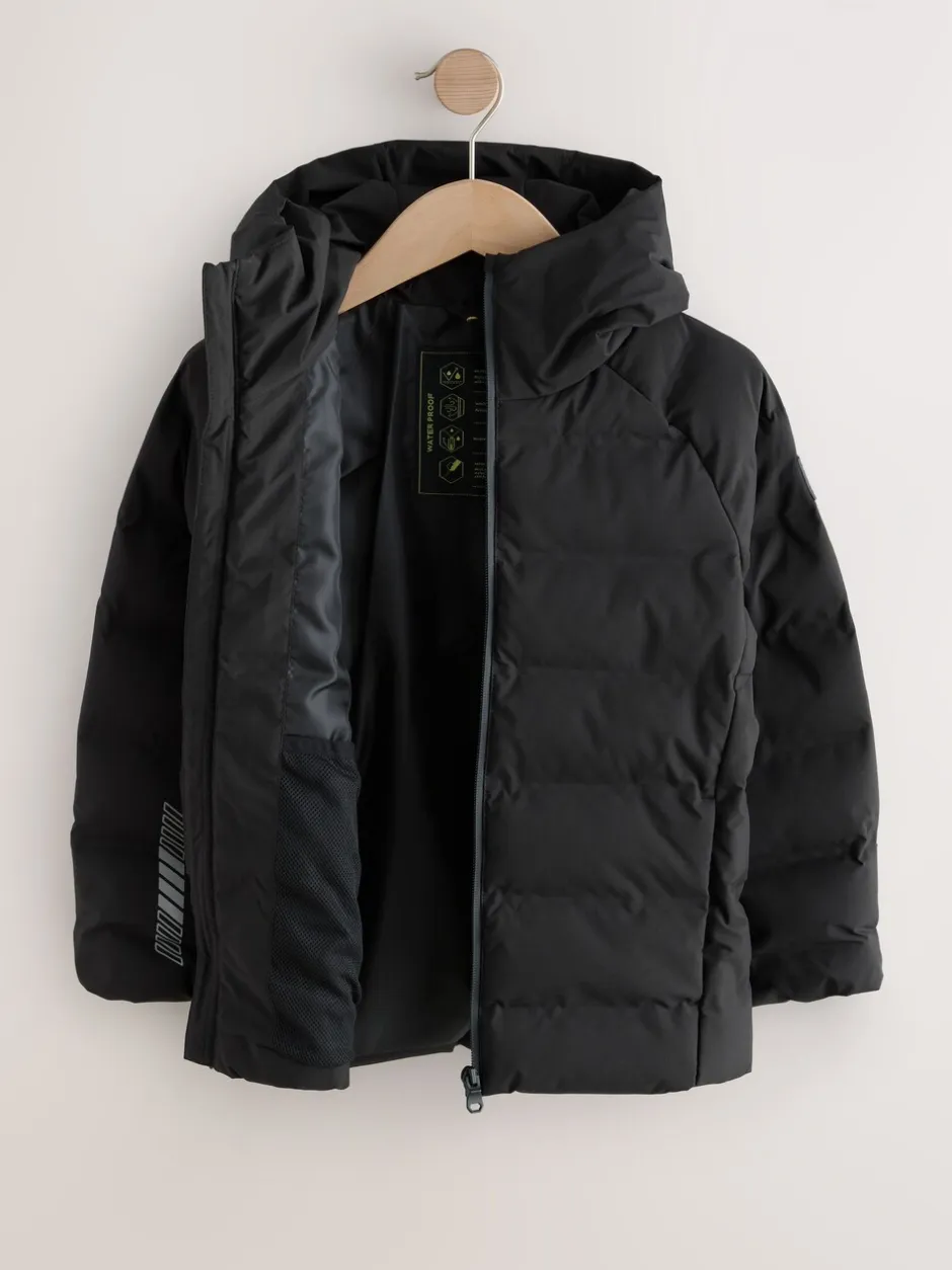Schoolkleding|Next - Waterdicht halfzwaar jack met capuchon (3-17jr) Zwart