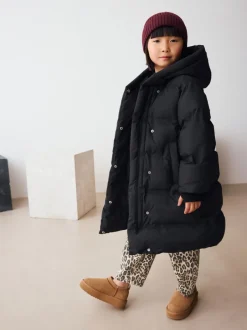 Schoolkleding|Jassen En Jacks*Next - Waterdichte gewatteerde jas met imitatiebontvoering (3-16jr) Zwart