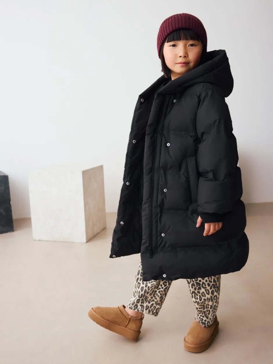 Schoolkleding|Jassen En Jacks*Next - Waterdichte gewatteerde jas met imitatiebontvoering (3-16jr) Zwart
