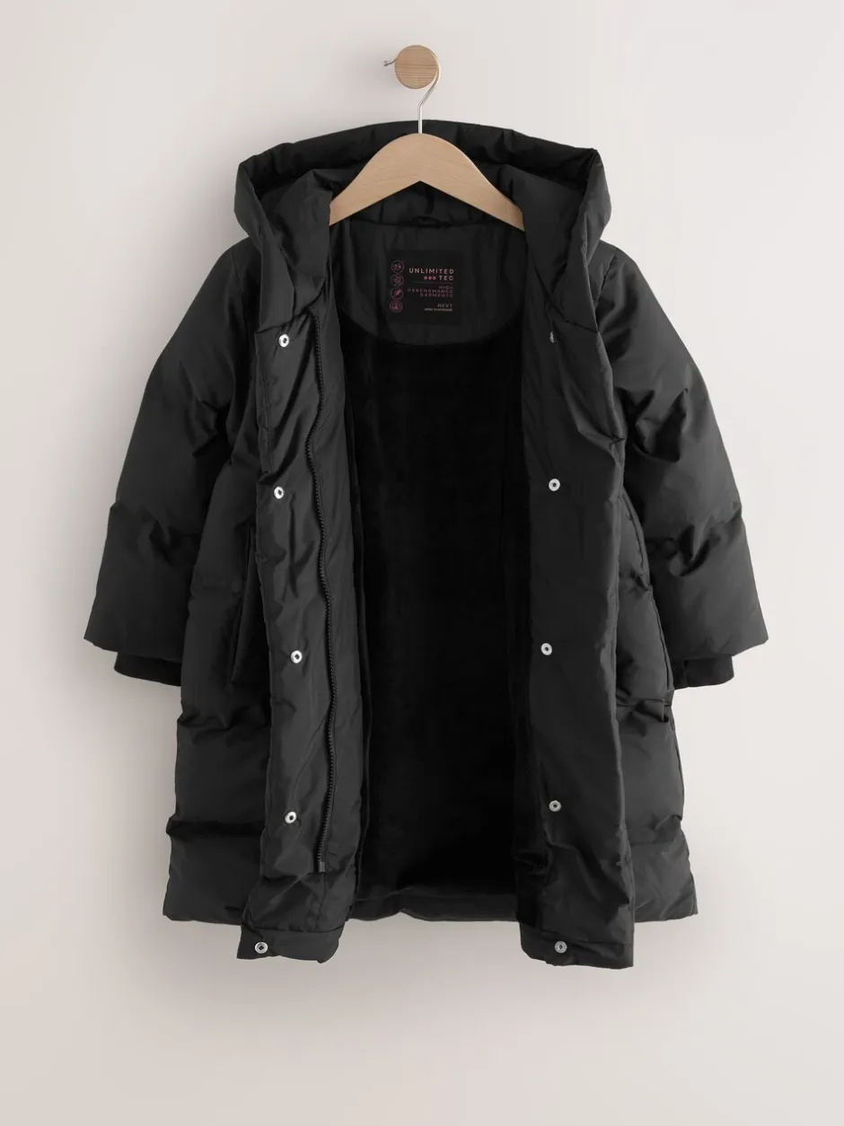 Schoolkleding|Jassen En Jacks*Next - Waterdichte gewatteerde jas met imitatiebontvoering (3-16jr) Zwart