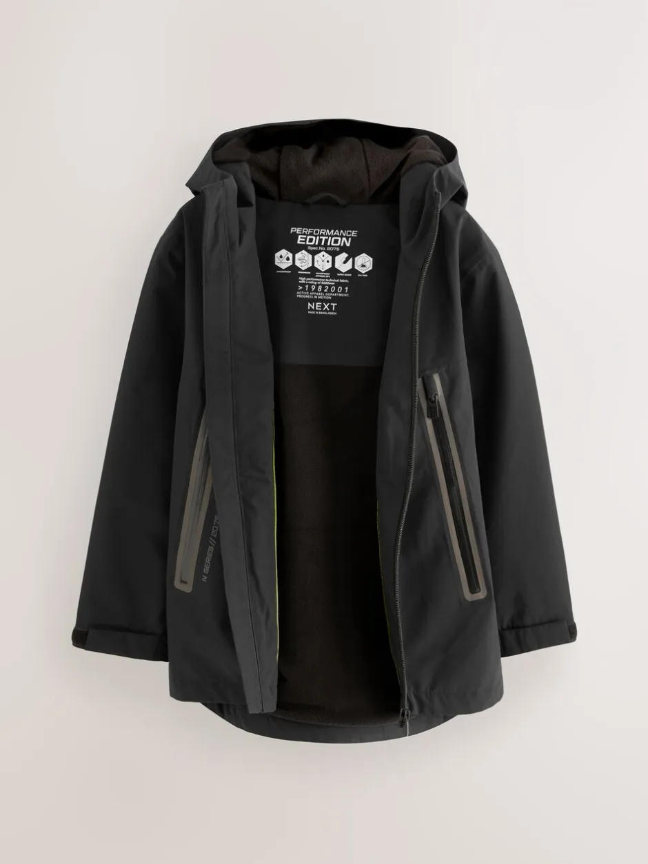 Schoolkleding|Jassen En Jacks|Next Zwart - Waterdichte jas met fleece voering en capuchon (3-17jr)
