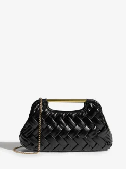 Tassen En Portemonnees*Lipsy - Weave Grab Handle Clutch Bag Zwart