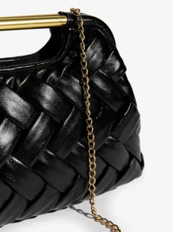 Tassen En Portemonnees*Lipsy - Weave Grab Handle Clutch Bag Zwart