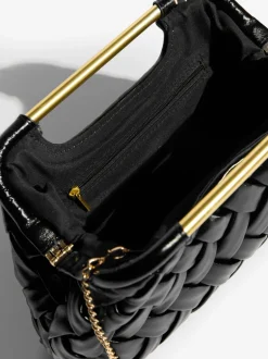 Tassen En Portemonnees*Lipsy - Weave Grab Handle Clutch Bag Zwart