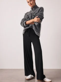 Broeken*Next - Wide Leg Jersey Joggers Zwart
