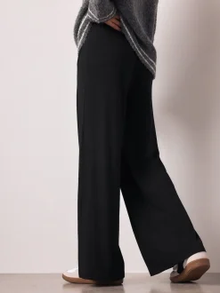 Broeken*Next - Wide Leg Jersey Joggers Zwart