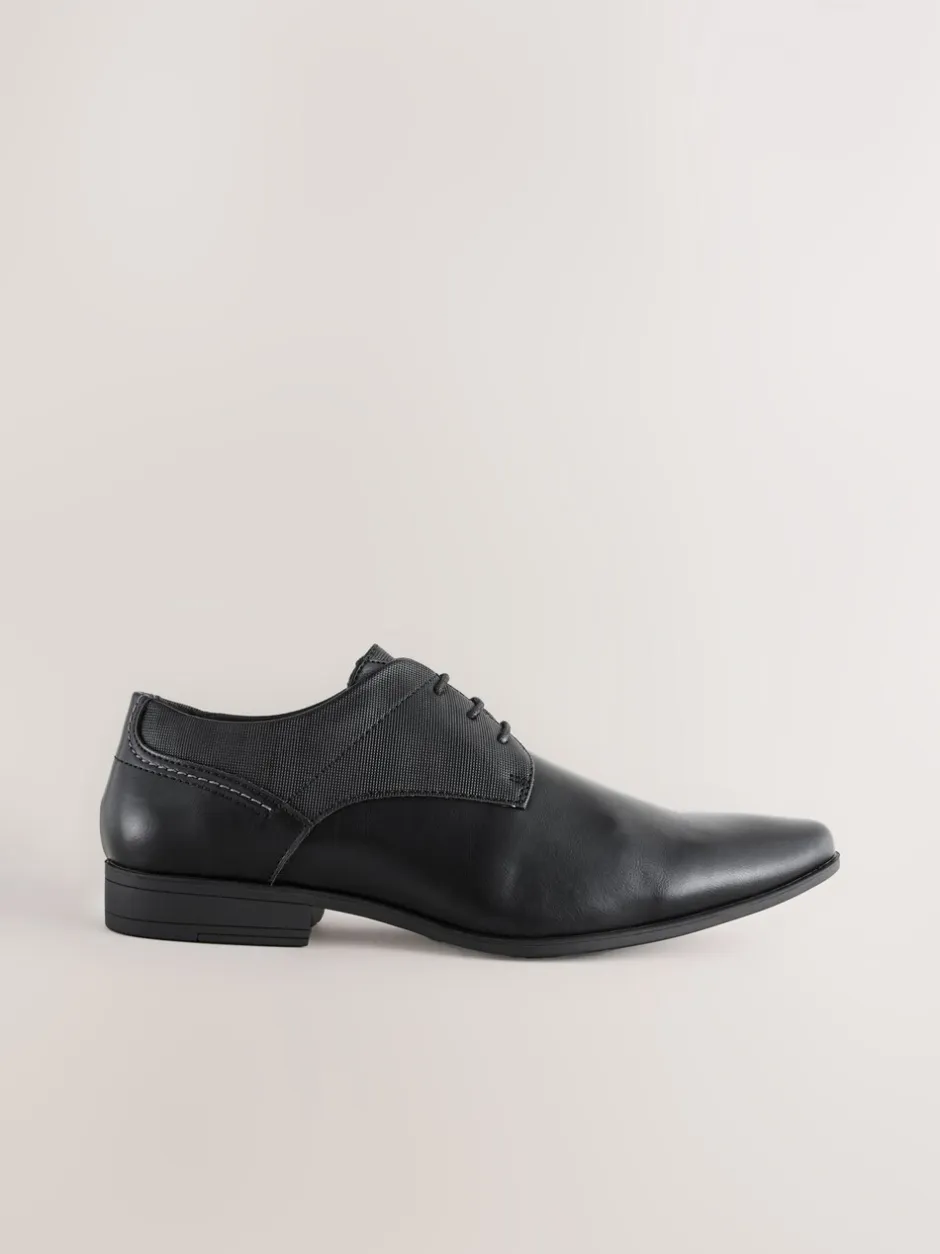 Schoenen|Formele Schoenen|Next - Wijde pasvorm - Derbyschoenen met veter Zwart