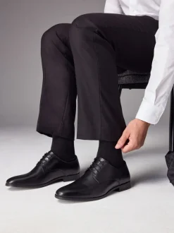 Schoenen|Formele Schoenen*Next - Wijde pasvorm - Egaal leren derbyschoenen Zwart