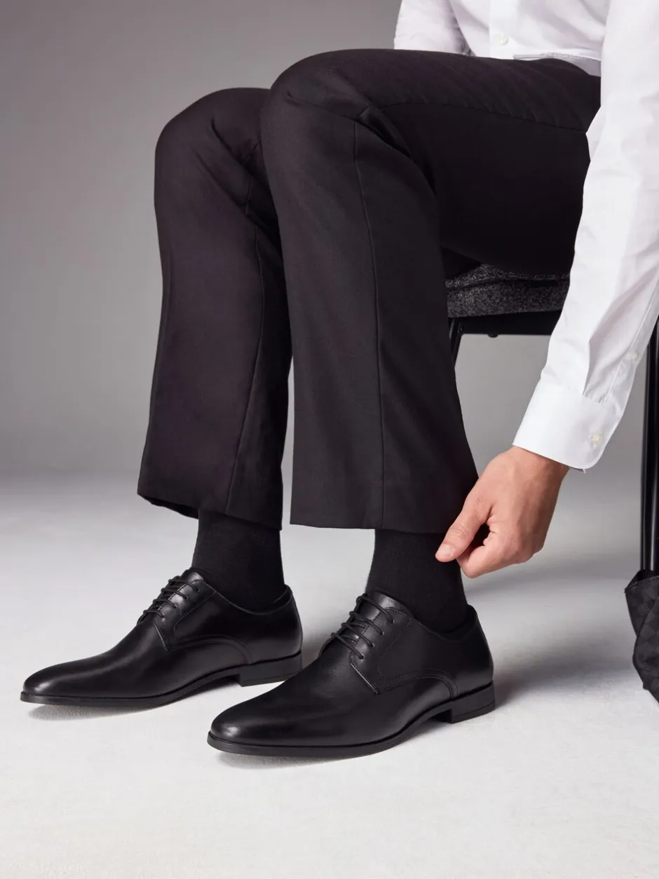 Schoenen|Formele Schoenen*Next - Wijde pasvorm - Egaal leren derbyschoenen Zwart