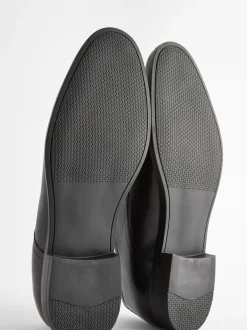 Schoenen|Formele Schoenen*Next - Wijde pasvorm - Egaal leren derbyschoenen Zwart