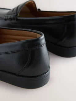 Formele Schoenen*Next - Wijde pasvorm - Leren Penny instappers Zwart