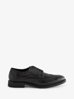 Schoenen|Formele Schoenen|Next - Wijde pasvorm - Leren derby-brogues Zwart