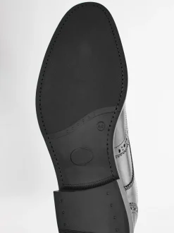 Schoenen|Formele Schoenen|Next - Wijde pasvorm - Leren derby-brogues Zwart
