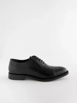 Schoenen|Formele Schoenen*Next Zwart - Wijde pasvorm - Leren Oxford schoenen met neusstuk