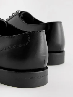 Schoenen|Formele Schoenen*Next Zwart - Wijde pasvorm - Leren Oxford schoenen met neusstuk