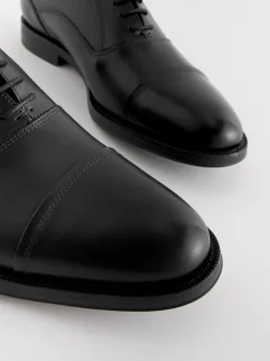 Schoenen|Formele Schoenen*Next Zwart - Wijde pasvorm - Leren Oxford schoenen met neusstuk