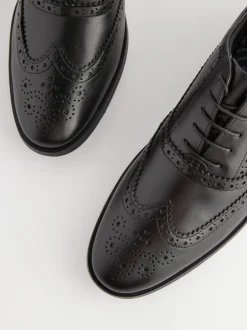 Schoenen|Formele Schoenen|Next - Wijde pasvorm - Leren Oxford brogues Zwart