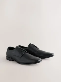 Formele Schoenen|Next Zwart - Wijde pasvorm - Smalle derbyschoenen met rechte neus