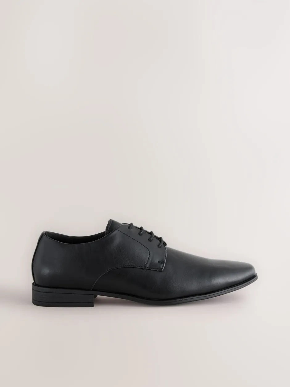 Formele Schoenen|Next Zwart - Wijde pasvorm - Smalle derbyschoenen met rechte neus