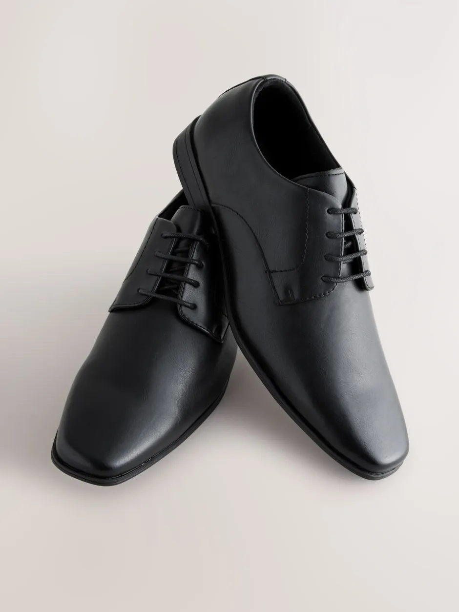 Formele Schoenen|Next Zwart - Wijde pasvorm - Smalle derbyschoenen met rechte neus