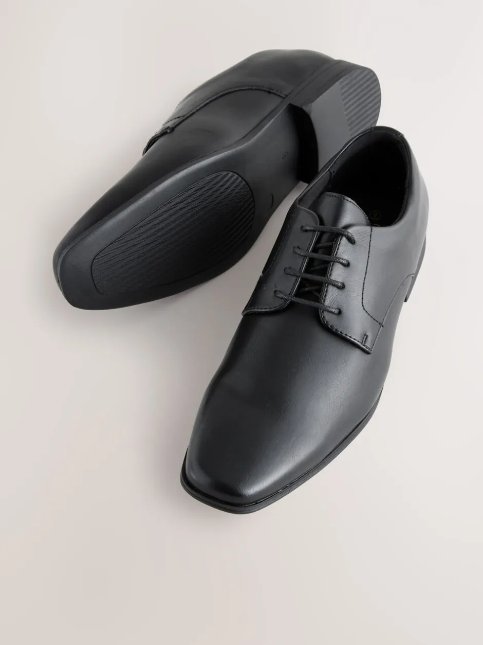 Formele Schoenen|Next Zwart - Wijde pasvorm - Smalle derbyschoenen met rechte neus