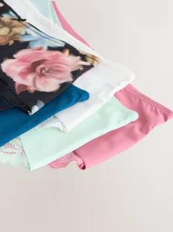 Onderbroeken|Next Zwart bloemenprint - 5 Niet-aftekenende slips met kanten achterkant