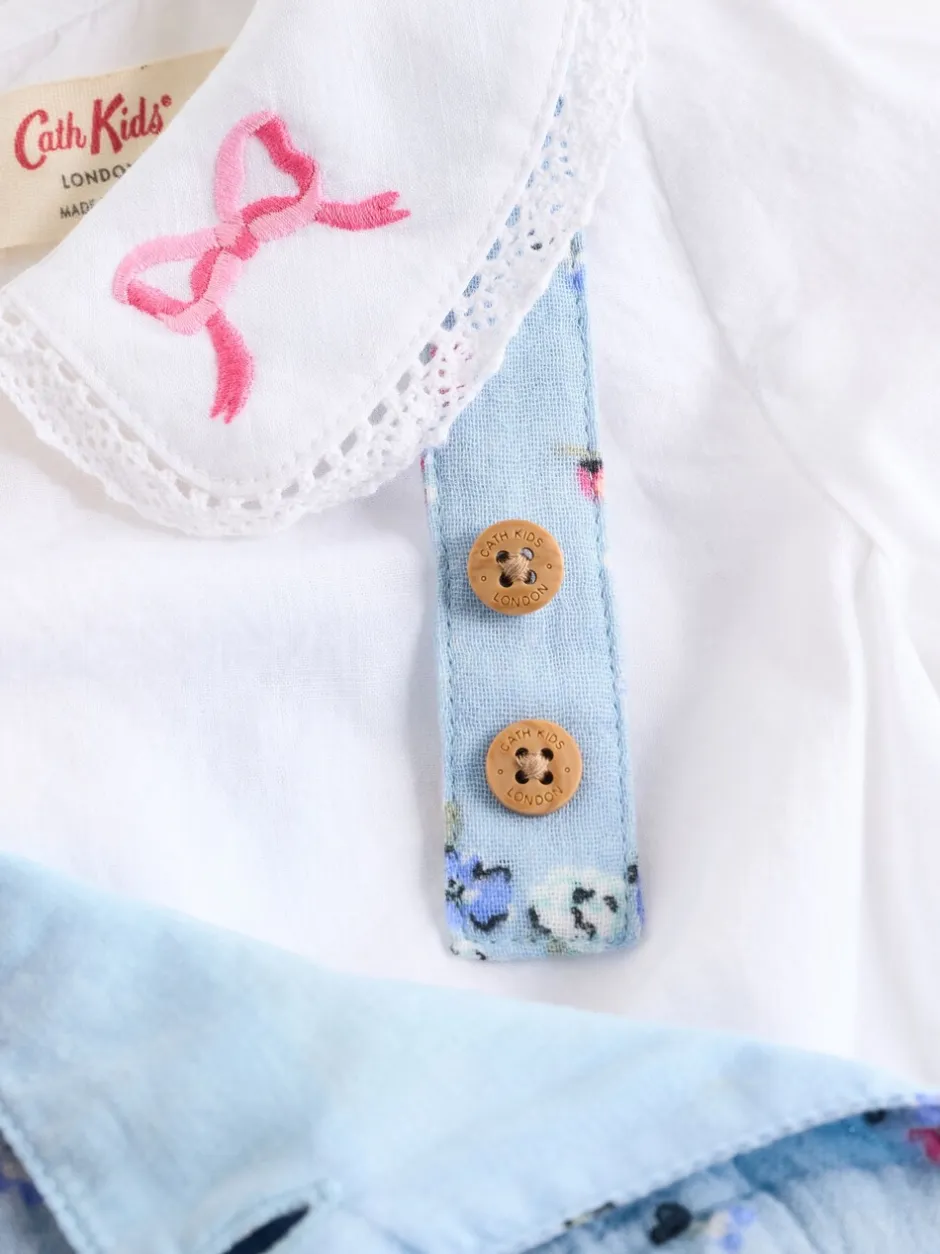 Tuinbroeken*Next Zwart bloemenprint - Cath Kidston Baby Woven 100% Cotton Dungarees & Long Sleeve Blouse Set