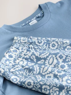 Loungewear|Alle Nacht- En Loungekleding|Next - Korte katoenen pyjama Zwart bloemenprint