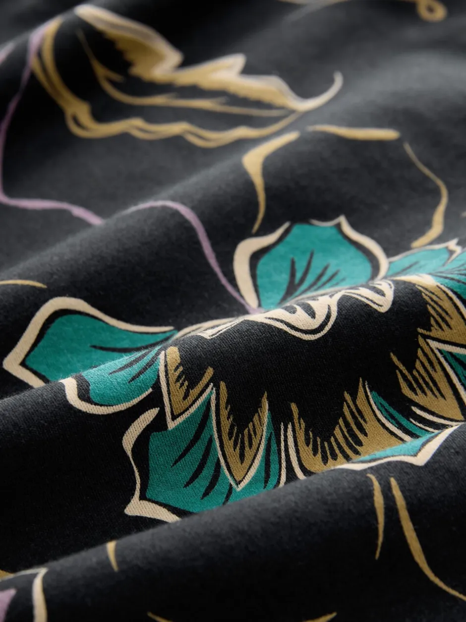 Poloshirts|Next Zwart bloemenprint - Poloshirt met korte mouwen en print