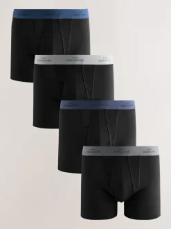 Ondergoed|Ondergoed|Next Zwart comfortabel zacht - Verpakking van 4 - Signature boxershorts
